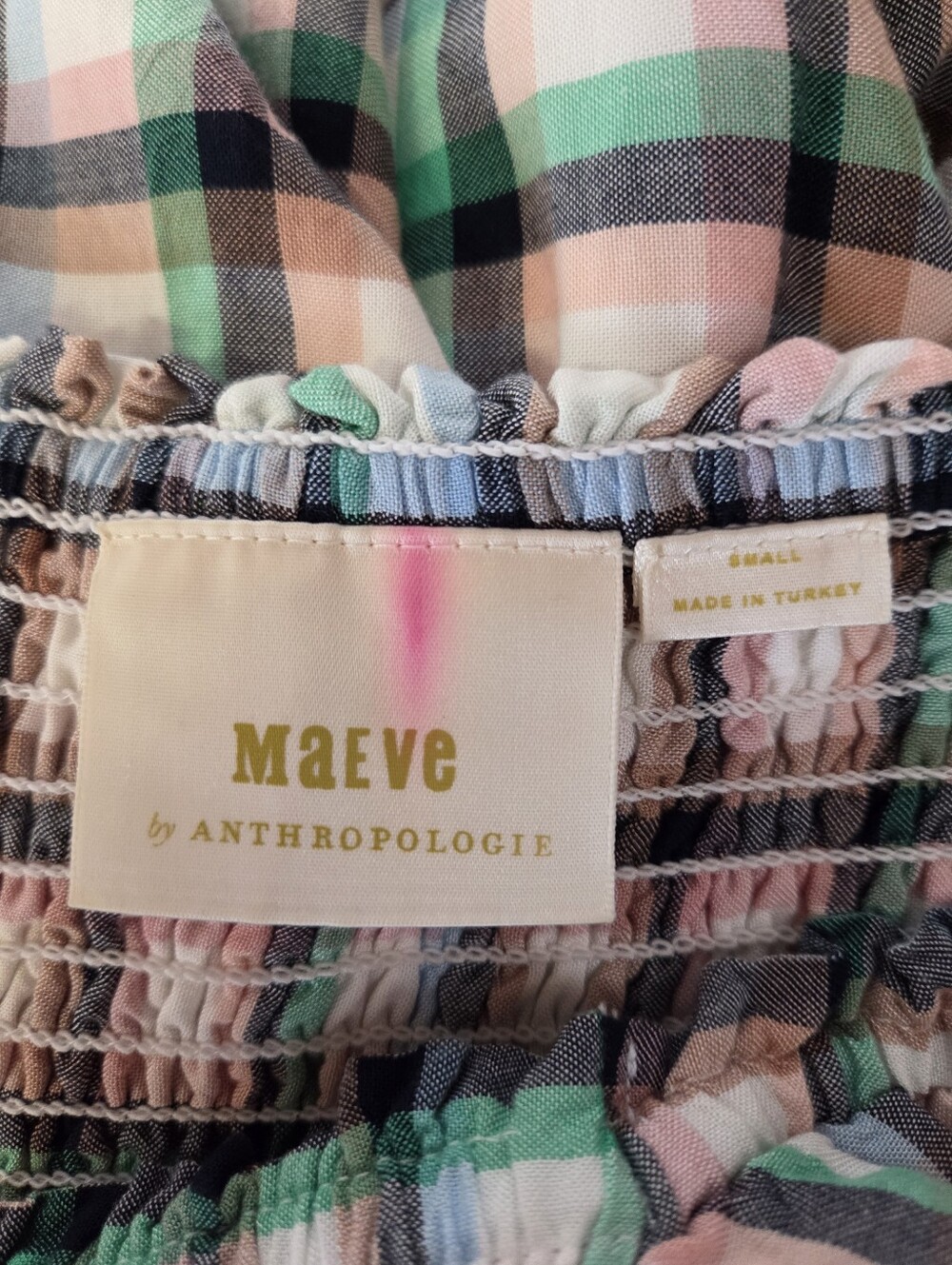 Anthropologie Maeve Cerie Smocked Plaid Square Neck Midi Dress Size Small - Picture 10 of 11